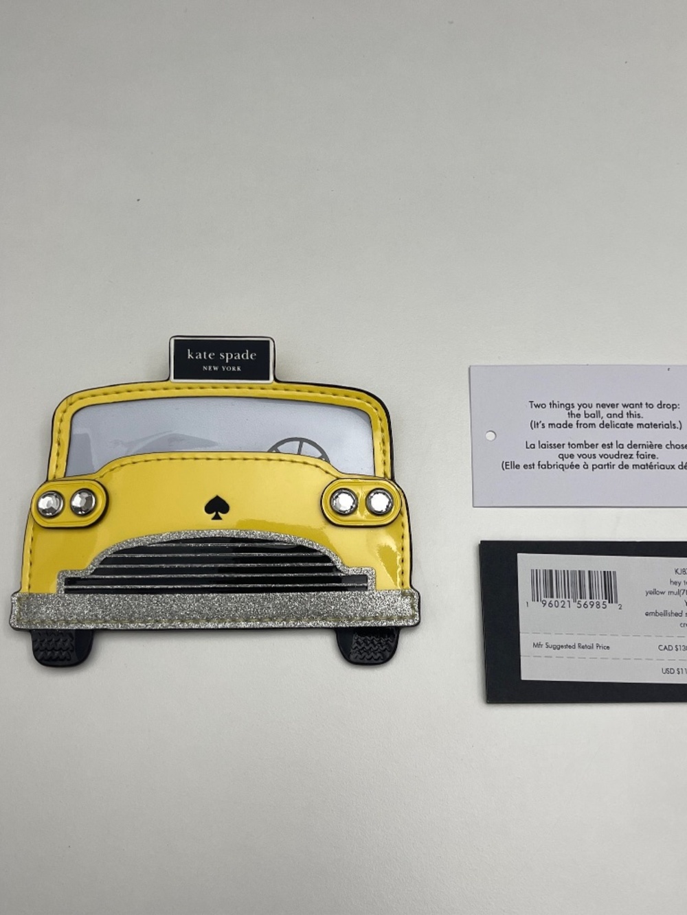 BNWT RARE Kate Spade Hey Taxi Embellished Card Case Cardholder Wallet yellow HTF